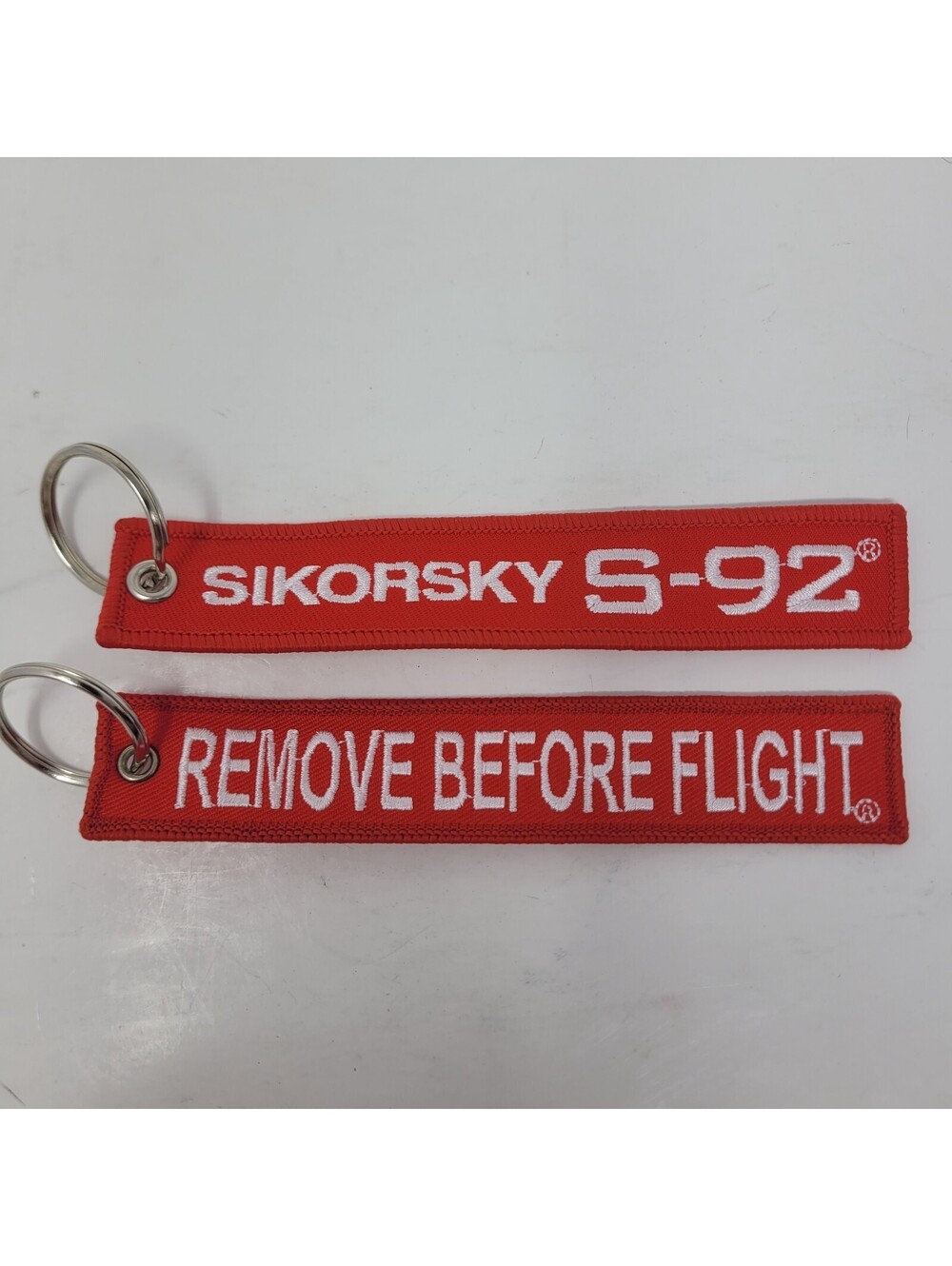 Lot of 2 Sikorsky S-92 Helicopter Keychain Remove Before Flight Red Tag New
